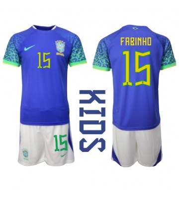 Lacne Dětský Futbalové dres Brazília Fabinho #15 MS 2022 Krátky Rukáv - Preč (+ trenírky)